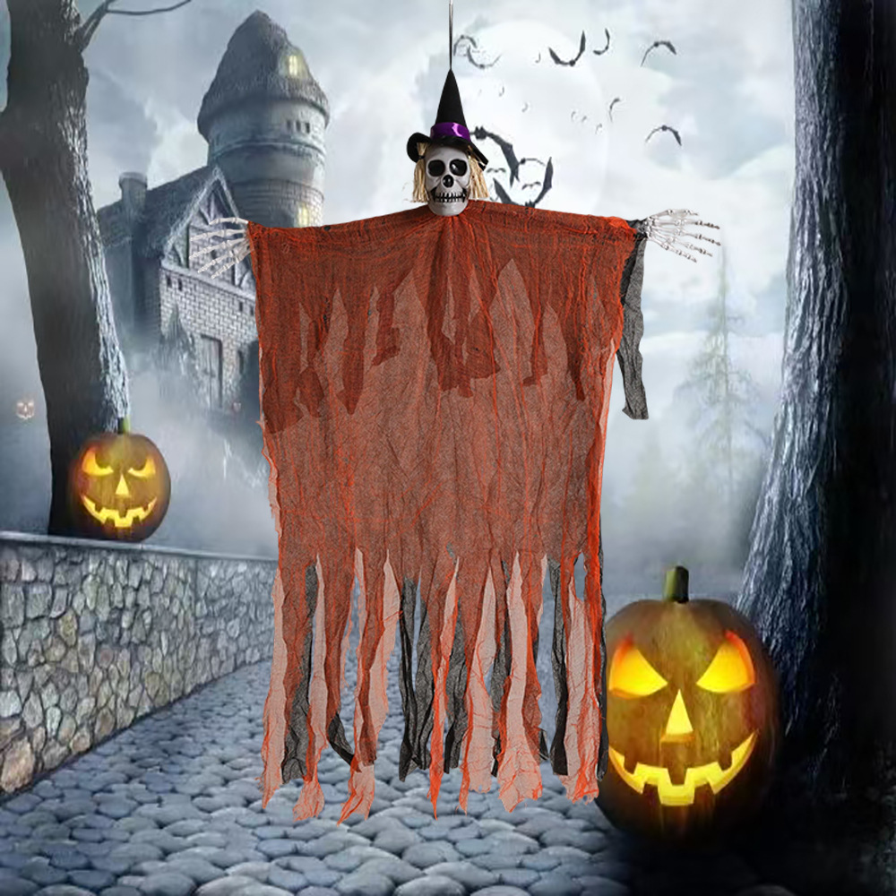 Halloween transfronterizo, fantasma colgante, calavera, gasa, espantapájaros, casa embrujada masculina, decoración de entrada, accesorios de decoración