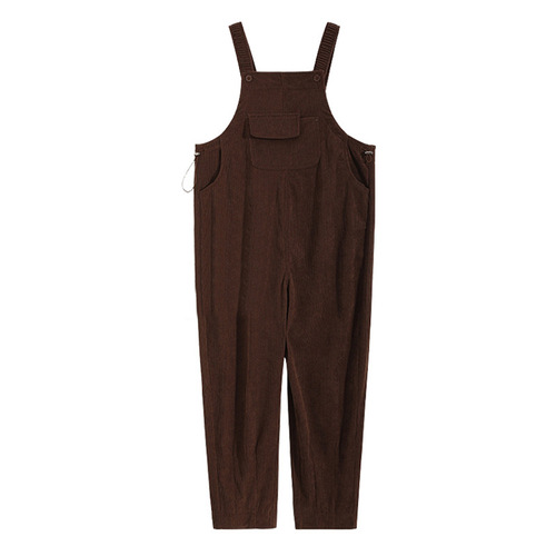 Pregnant women's bib pants Spring and autumn, small corduroy pregnant women's pants, thickened autumn and winter suit, two-piece set, fashionable
