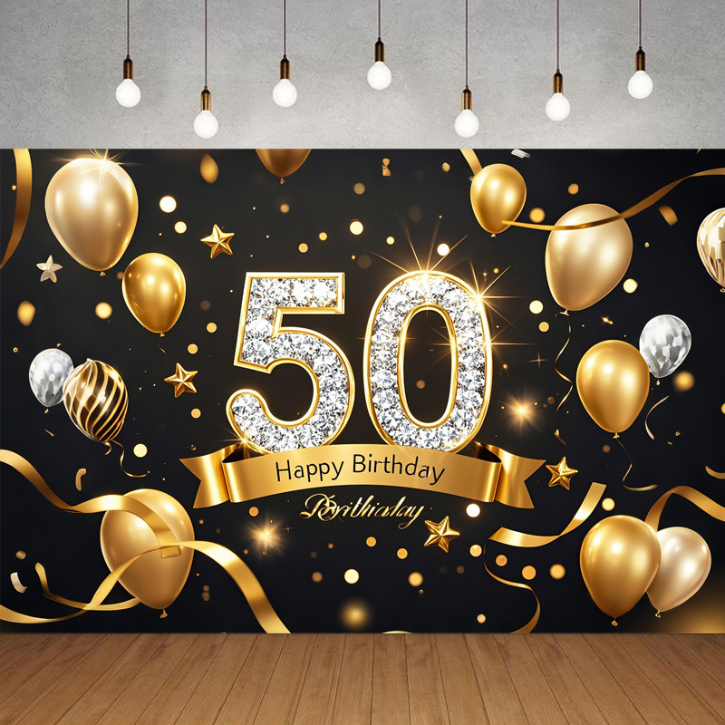 Nueva tela de fondo de feliz cumpleaños transfronteriza, carnaval de fiesta, serie principal de decoración de escenas, banner de cumpleaños