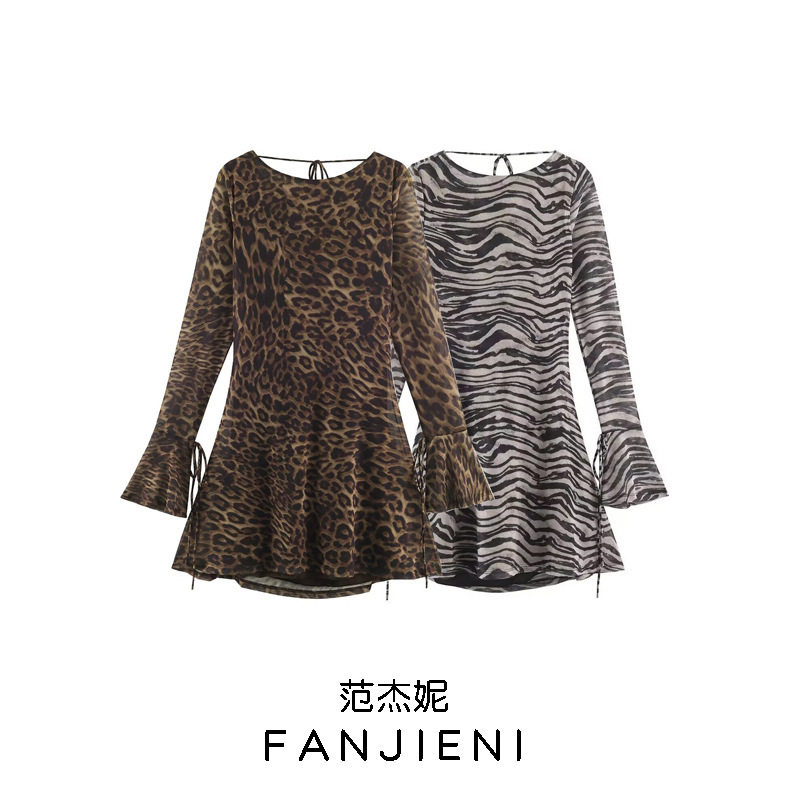 ZR Foreign Trade Wholesale European and American Style Women's Clothing Fashionable Animal Print Long Sleeve Dress 5039846 ZR Foreign Trade Wholesale European and American Style Women's Clothing Fashionable Animal Print Long Sleeve Dress 5039846