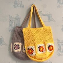 夏季手工编织镂空单肩包 女士毛线钩织方格包 手作拉链封口女包