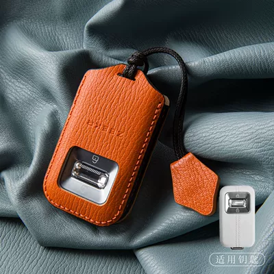 Key Holder for Men and Women, Car key bag - new-ji-krypton-double-contrast-color-model-emma-orange-with-simple-rope
