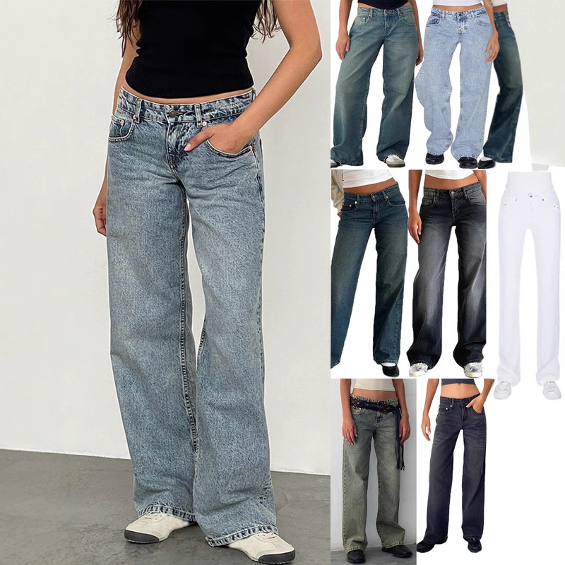 High quality cross-border exclusive for European and American women Denim Amazon AliExpress TEMU new ladies straight jeans High quality cross-border exclusive for European and American women Denim Amazon AliExpress TEMU new ladies straight jeans