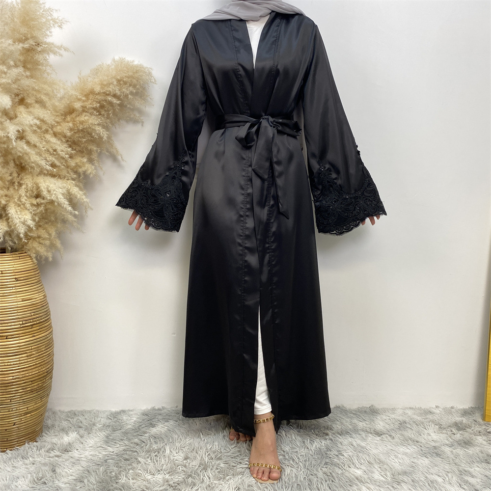 Islamic Turkish Dubai Hot-Selling Fashion Embroidered Robe With Pockets Cardigan Dress 1977_ecoleips.com