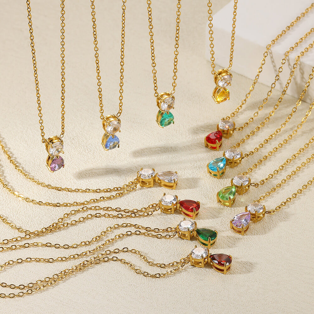 5g Weight 0.03µm-0.05µm Gold Plating Thickness PVD Coated Gold Plating Process Lobster Trigger Clasp Closure Clasp Closure Type Real Gold Plated Plating Material 304 Stainless Steel Pendant Material Birthstone Inlay Material Pendant Necklace Classification 304 Stainless Steel Chain Material cable chain Chain Type 1 Piece Quantity Holiday, Daily Occasion 304 Stainless Steel Material Water Droplets Pattern Women's Gender Vacation, Classic Style Style Waterproof Non Tarnish, Inlay Craft PVD Coated Real Gold Plated Water Droplets 304 Stainless Steel Vacation Classic Style Waterproof Non Tarnish 304 Stainless Steel Lobster Trigger Clasp Closure Pendant Necklace 1