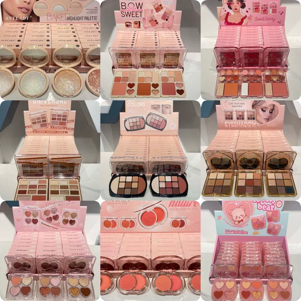 24 pieces of 【ANYLADY】 plastic case eyeshadow, blush, contour, highlighter, pearlescent and matte makeup for export only