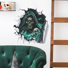 外貿萬聖節破牆骷髏人臥室客廳玄關家居裝飾牆貼貼紙自粘批發跨境