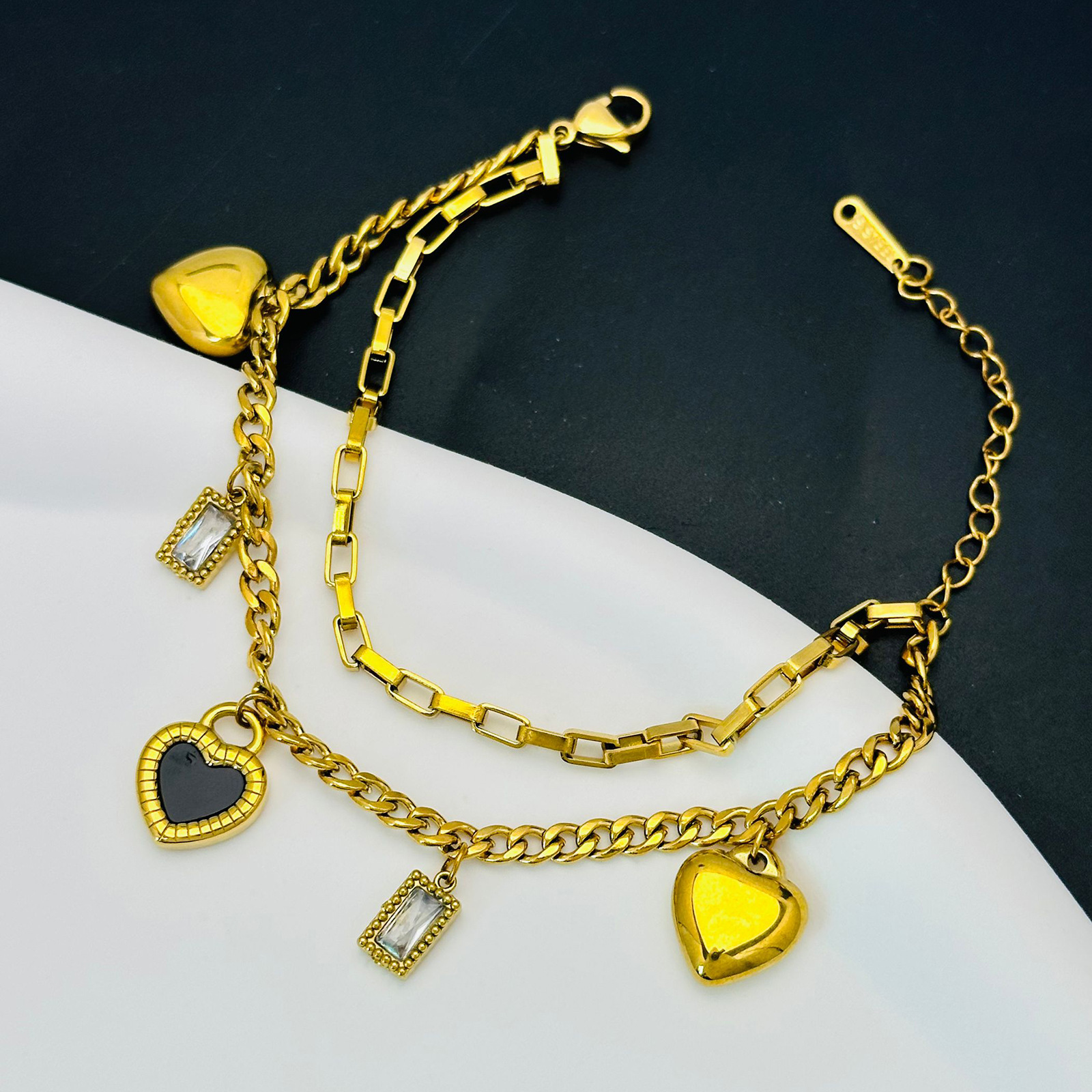 Nuevas pulseras de moda de doble cara amor oro 18k no desvanecer pulseras de doble capa para mujeres nuevas joyas de acero de titanio lujoso