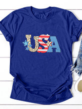 外贸跨境亚马逊独立站USA美国国旗印花时尚大码女士短袖女装T恤