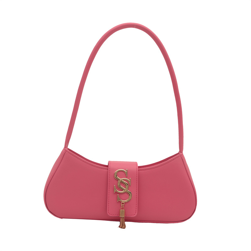 Textura todo-fósforo moda borla bolso de hombro bolso de mujer 2024 otoño e invierno nuevo estilo ligero lujo estilo occidental bolso de axila bolso de moda