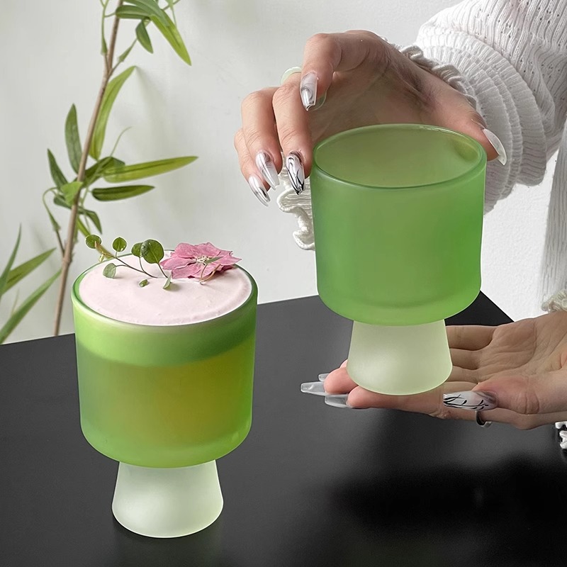 Taza de vidrio con textura mate de nicho Taza de personalidad de estilo ins Taza de bebida de sentido avanzado Taza de helado Taza de postre