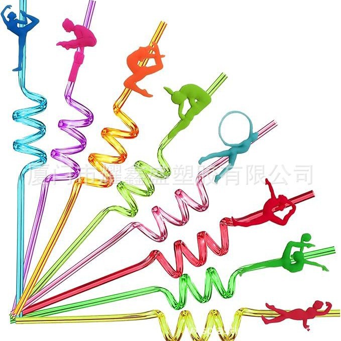 Gymnastics Party Straw, Cartoon Dance Aerobics Decorative Straw For Gymnastics Disco Party