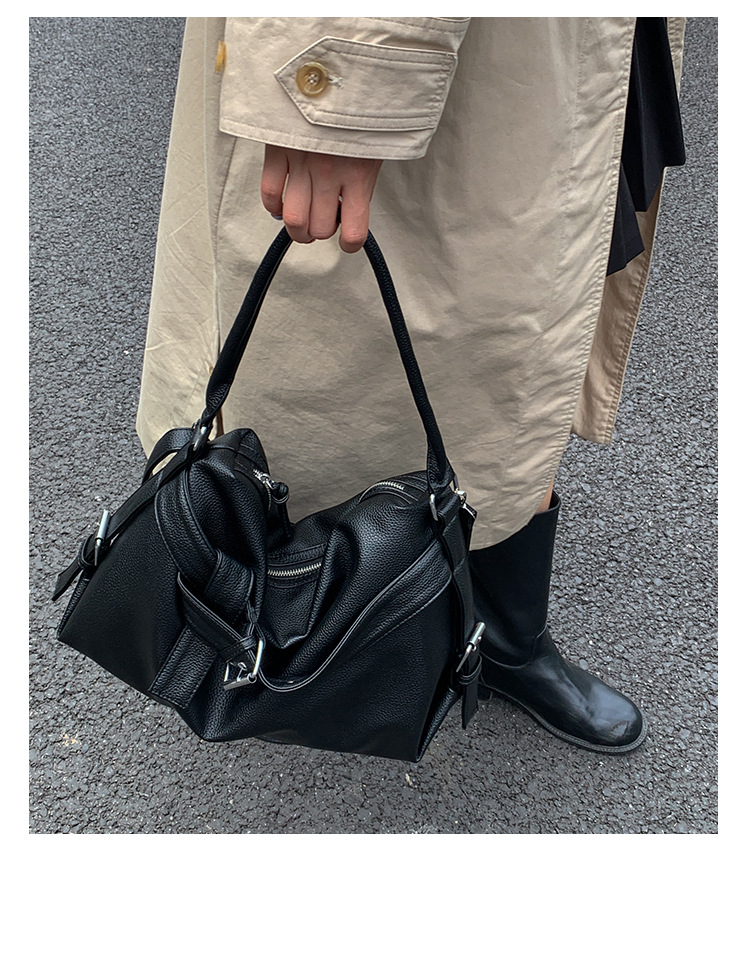 Mala tote vintage estilo coreano para mulher efeito motard_voghion.com