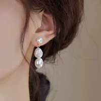 Природный пресноводный жемчуг в стиле барокко 14K мешок золотые серьги Элегантный легкий роскошный нишевый дизайн Модный тренд Серебряный ушной стержень
