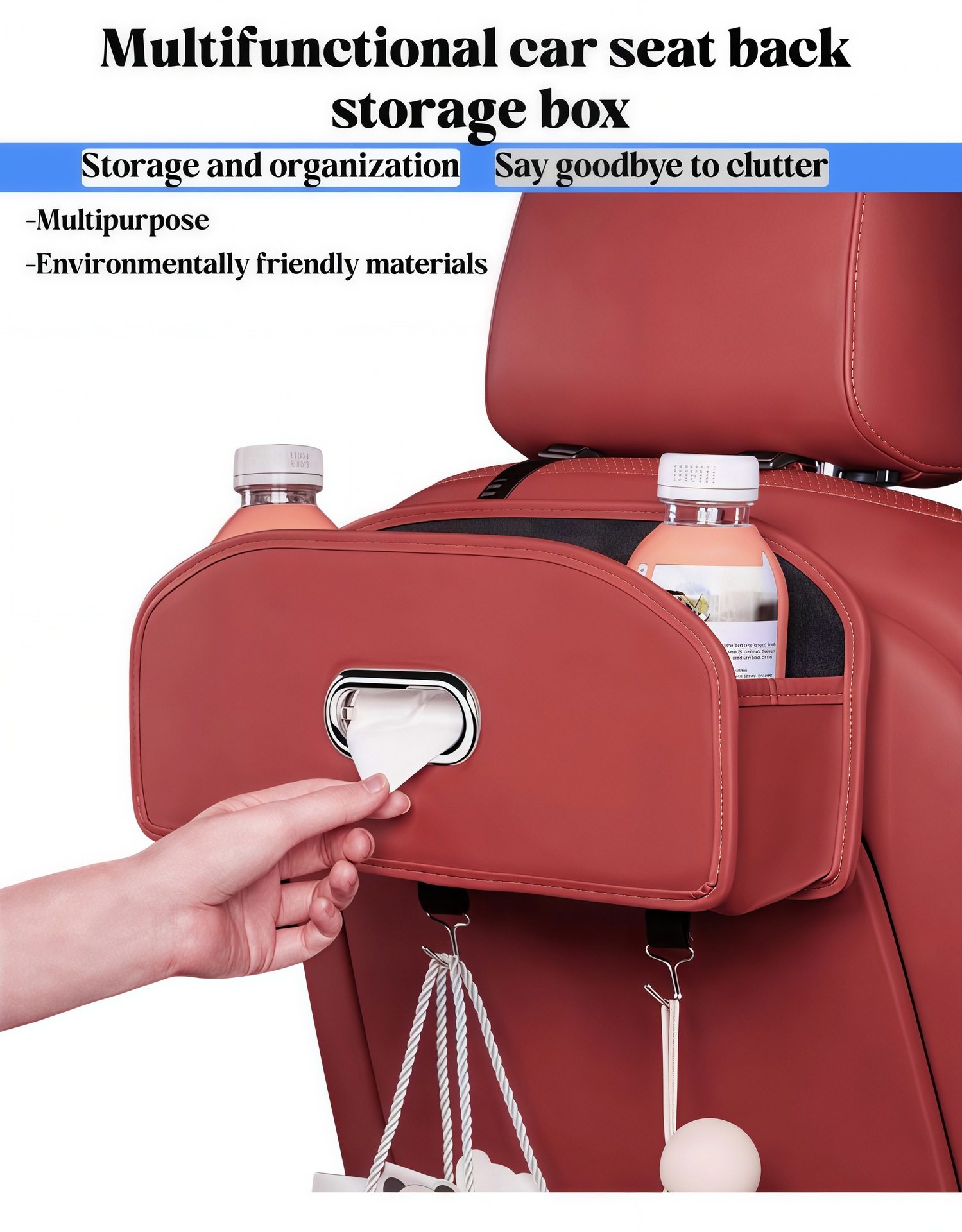 Car Seat Back Storage Box, Hanging Bag, Tissue Box, Cup Holder, Hook, Storage Box, Seat Back Organizer