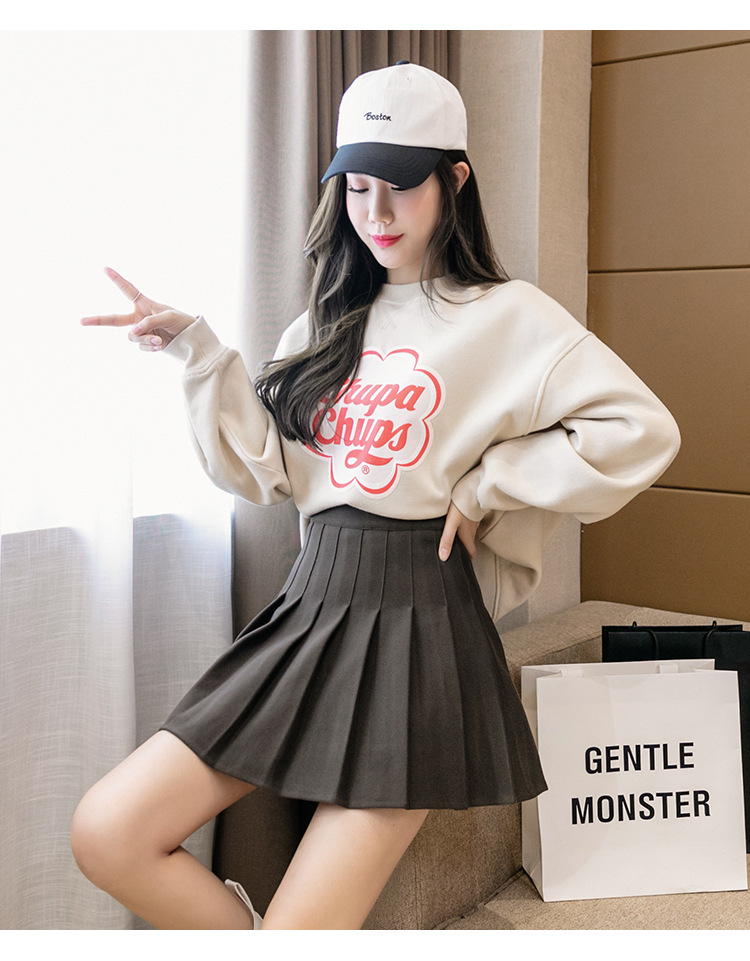 350g Weight Above Knee Dress Length Type Skirt Dresses Type Polyester Fabric Type Summer Preppy Style Solid Color Polyester Above Knee Skirts