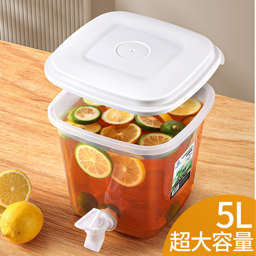 Plastic cold kettle faucet household refrigerator cold brew juice cold kettle high temperature resistant kitchen storage storage bucket