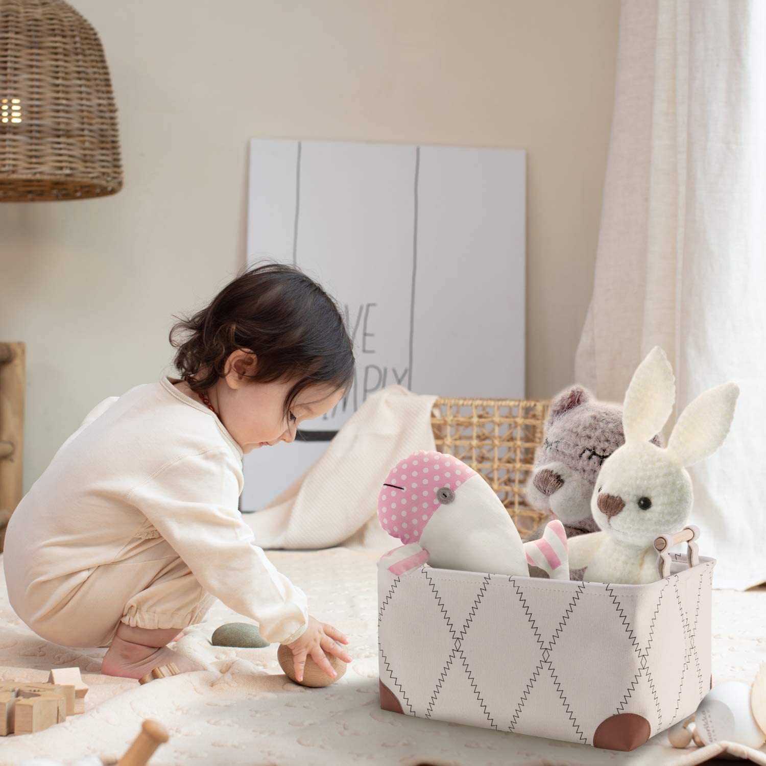 木把手 帆布家居收纳篮 玩具、衣服、收纳筐详情图2