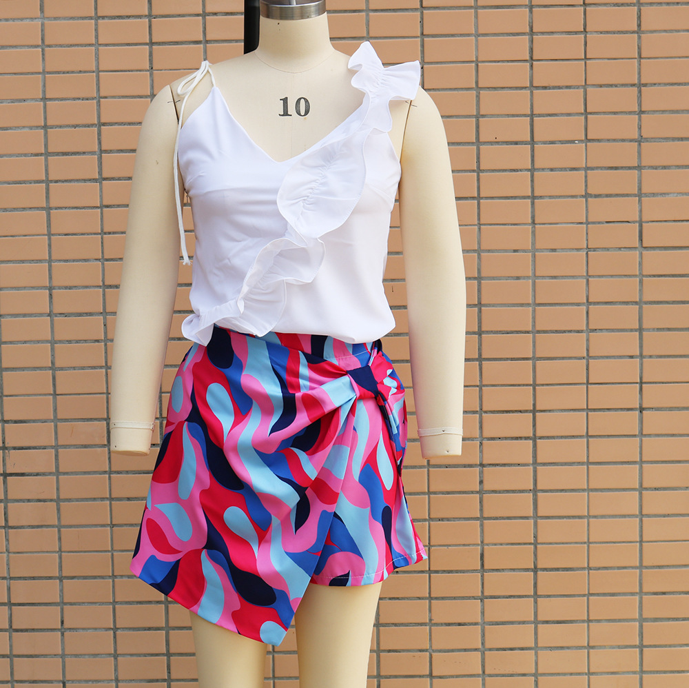 245g Weight Knee Length Pants Length Polyester Fabric Type High Waist Waist Line Straight Pants Pants Type Micro-Elastic Elasticity Daily Occasion Slim Fit Type Color Block Pattern Summer Season Women's Gender Printing Design Vacation Style Women's Daily Vacation Color Block Knee Length Printing Straight Pants 16