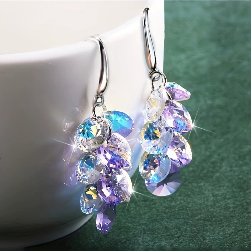 Серебряная игла, фиолетовые серьги с кисточками, образец 925 шт., стиль светлого люкса, оптом