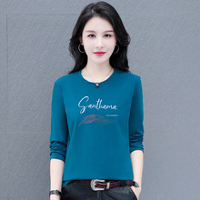 纯棉长袖t恤春秋款打底衫女内搭2025秋冬新款短上衣温柔大码内搭