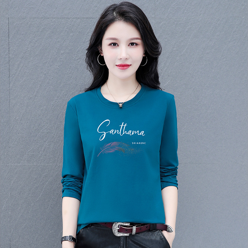 纯棉长袖t恤春秋款打底衫女内搭2025秋冬新款短上衣温柔大码内搭