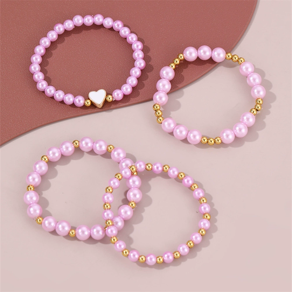Children's bracelet from pearl, fashionable set, European style, simple and elegant design, 4 piece set