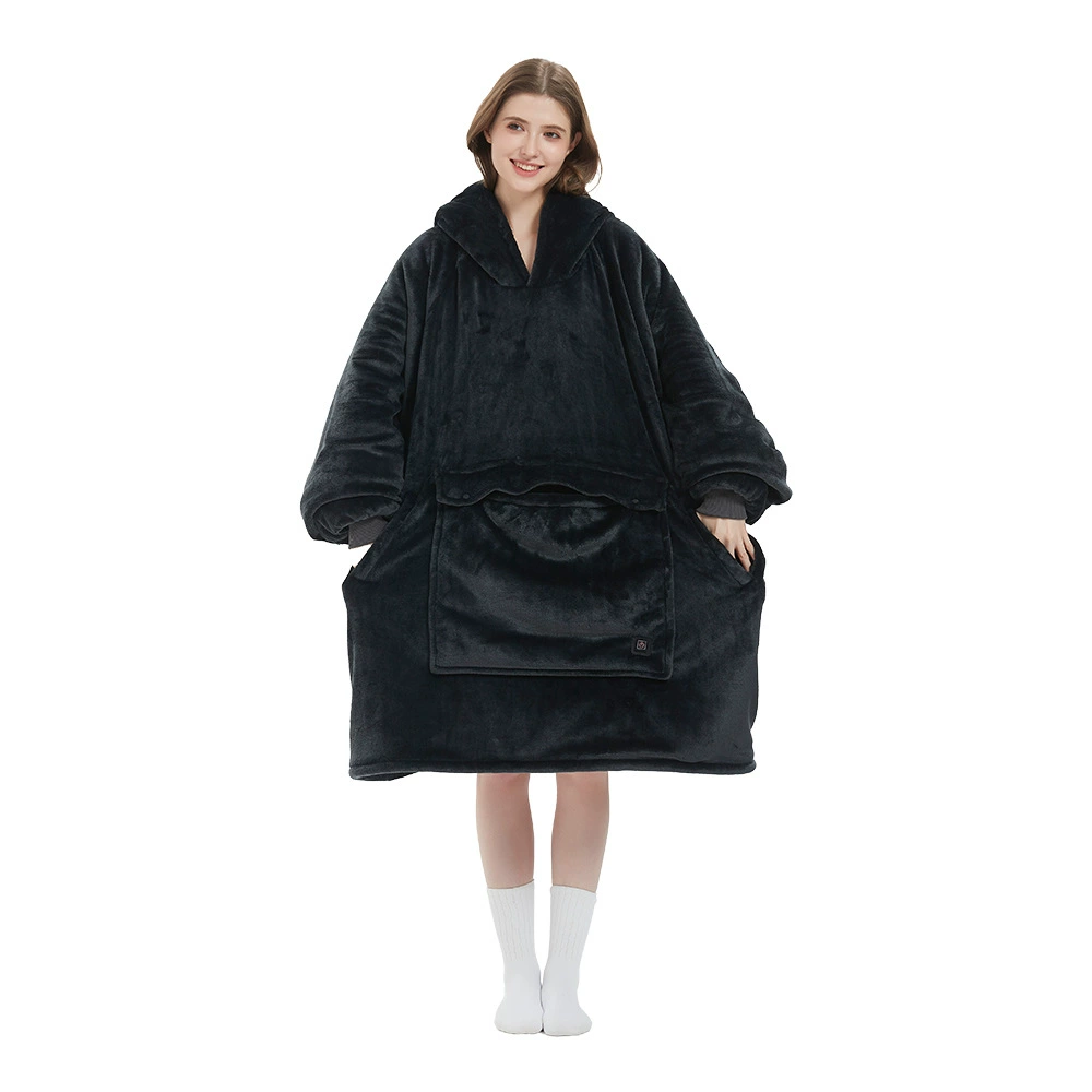  usb heated hooded wearable blanket, 3-zone heating, thickened large size, 5v 2a