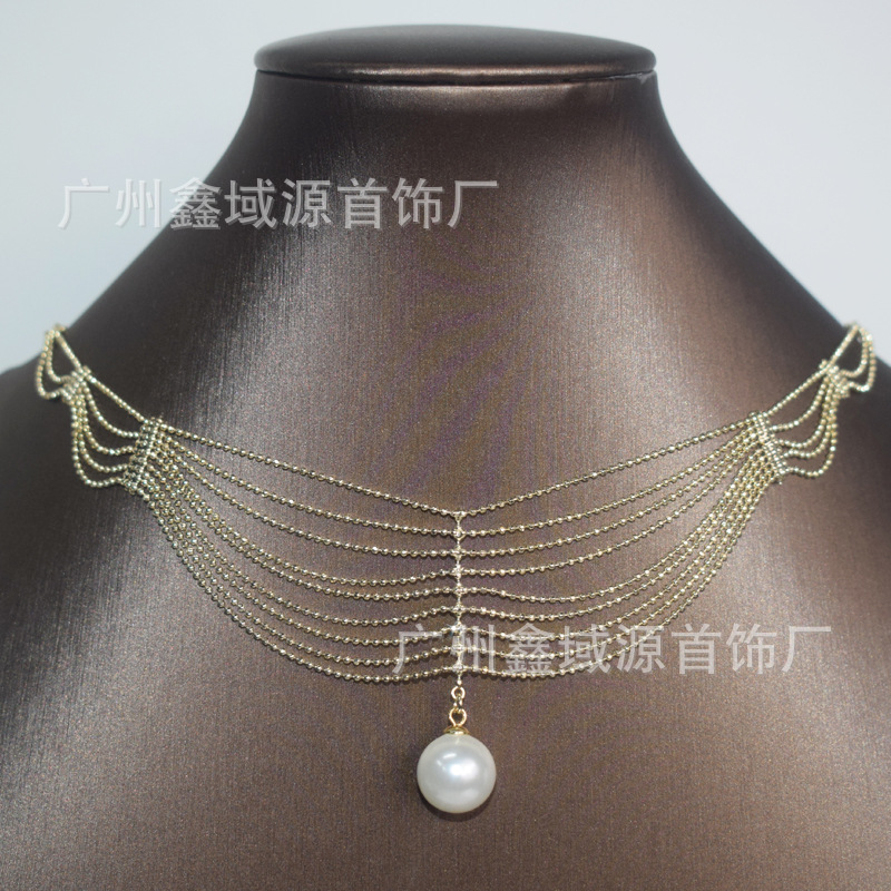 Collar de encaje, collar de perlas, collar de encaje clásico, cuentas de concha, colgante de nácar, suministro de transmisión en vivo femenino al por mayor
