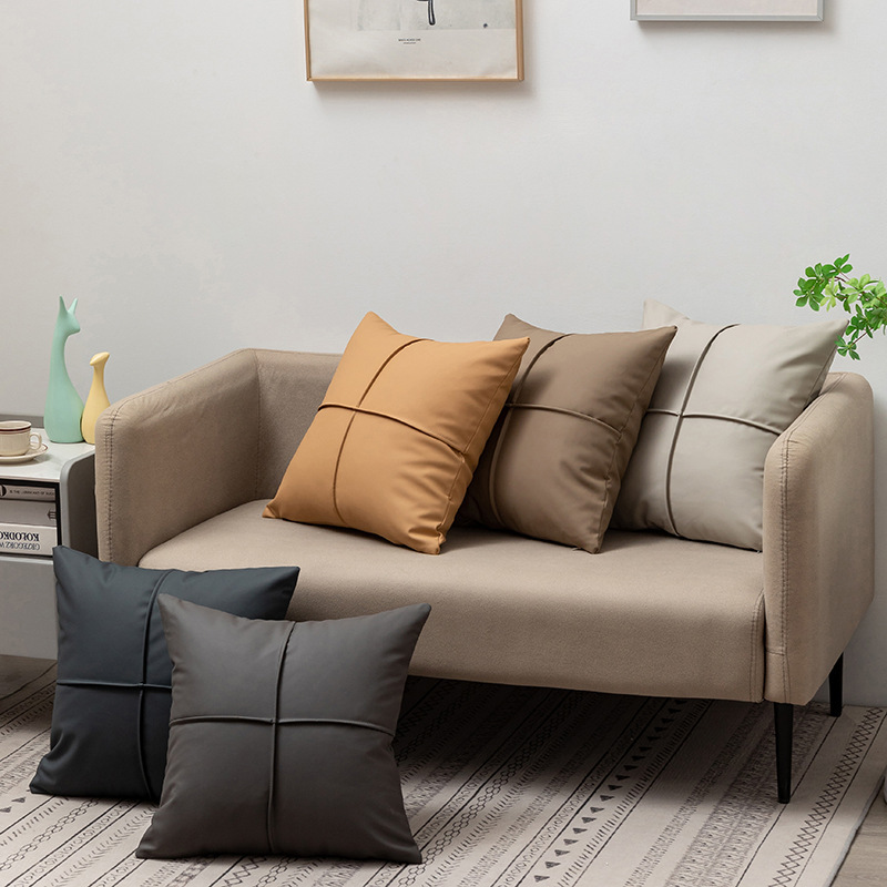 Light Luxury Technology Cloth Living Room Sofa Pillow Bedroom Bedside Backrest Cushion Lumbar Pillow Waterproof Leather Wash-free Pillow
