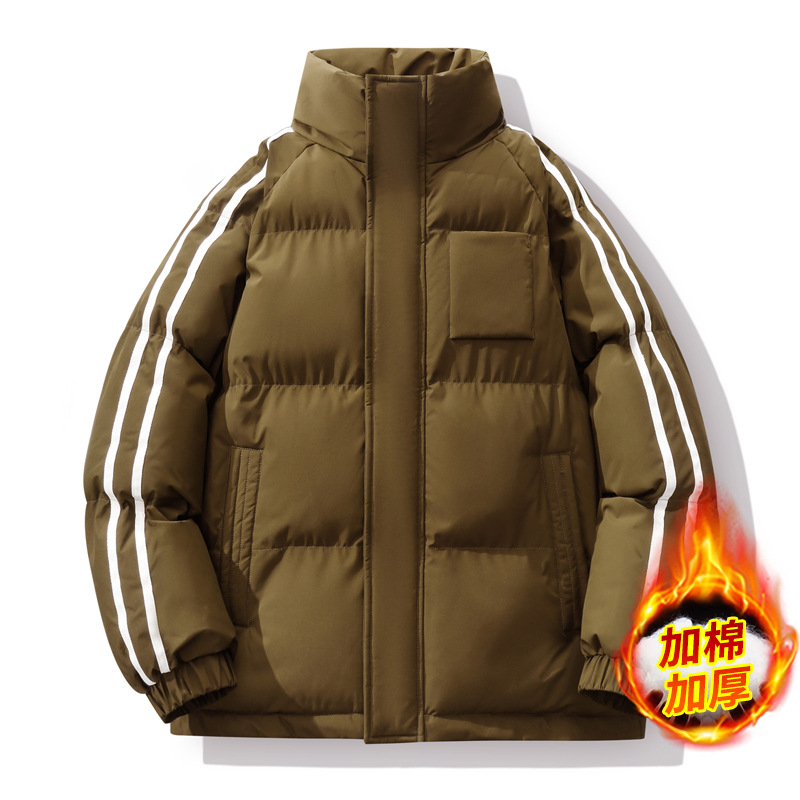 Chaqueta de algodón para hombre invierno holgado cuello alto cálido casual chaqueta de algodón de color sólido marca de moda casual moda deportiva pareja chaqueta de algodón