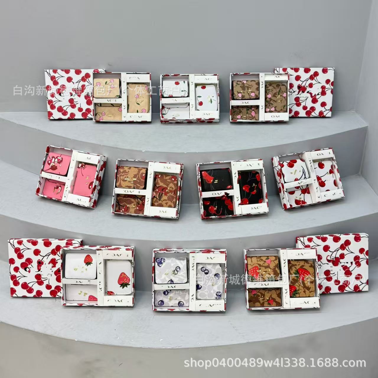 Cherry Gift Box High Quality Small Square Bag 2025 Cross-Border New Simple Stylish Bags Coin Purse Multi-Layer Card Holder Batch
