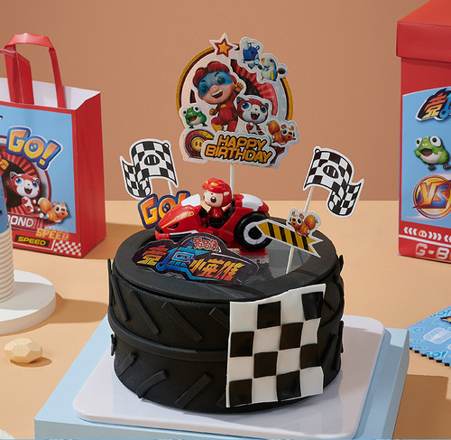 Genuine Variety School Bus Pig Man Dinosaur Diary Cake Decoration Flag Small Motorcycle Small Dinosaur Ornaments