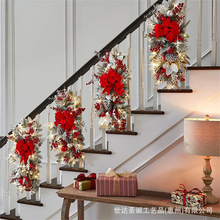 圣诞植绒花环楼挂楼梯花环装饰挂饰圣诞节室内北欧家居场景布置