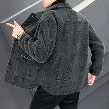 男士貂绒毛呢大衣韩版潮流短款风衣加棉加厚冬季轻熟风呢子外套男