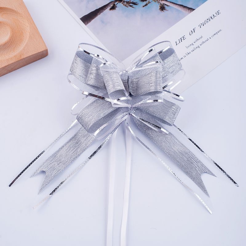 Nuevo grande 50 brillo nieve hilo arco mano-Tirado flor boda coche decoración Navidad fiesta decoración cinta