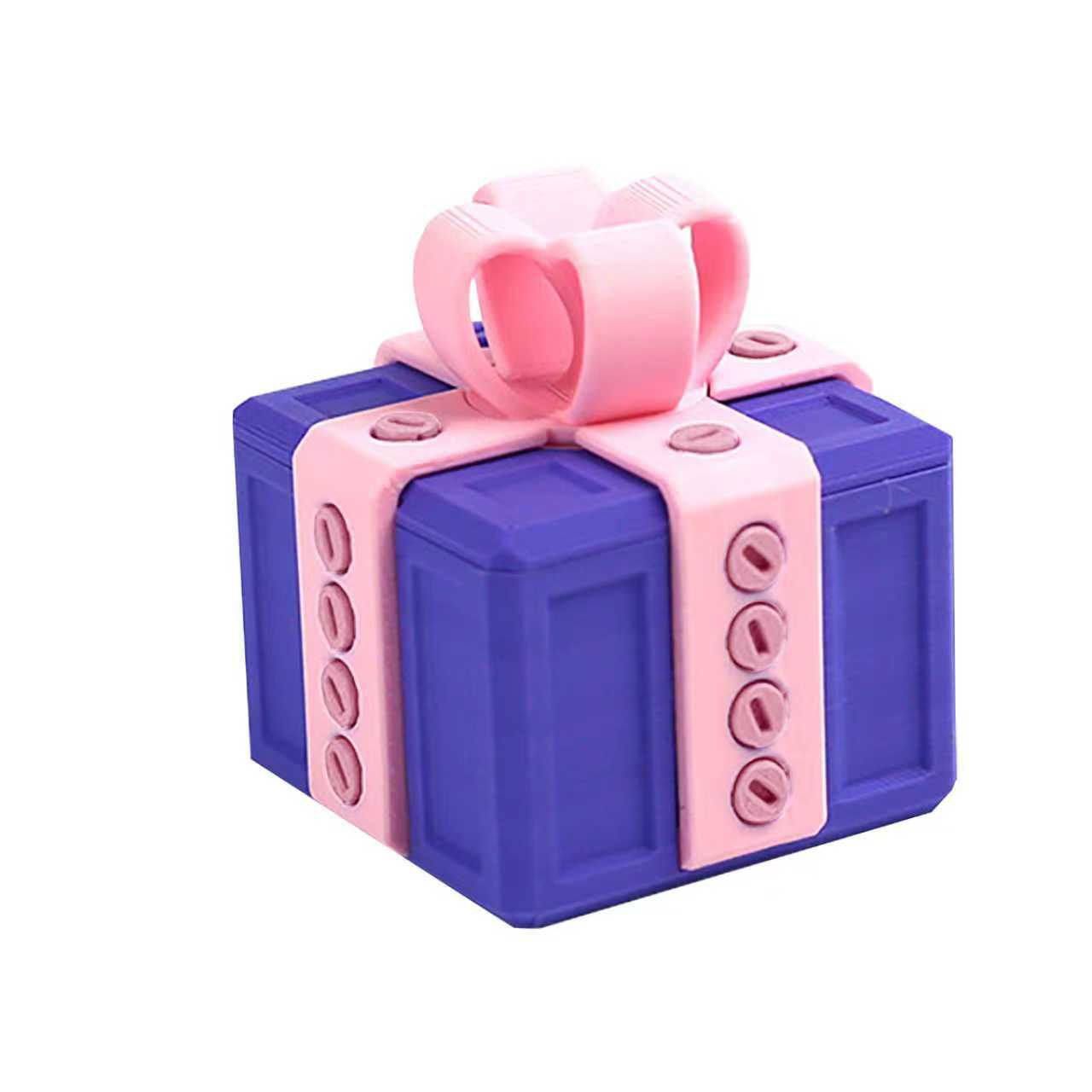 보라색 상자 + 핑크 리본 + 핑크 나사