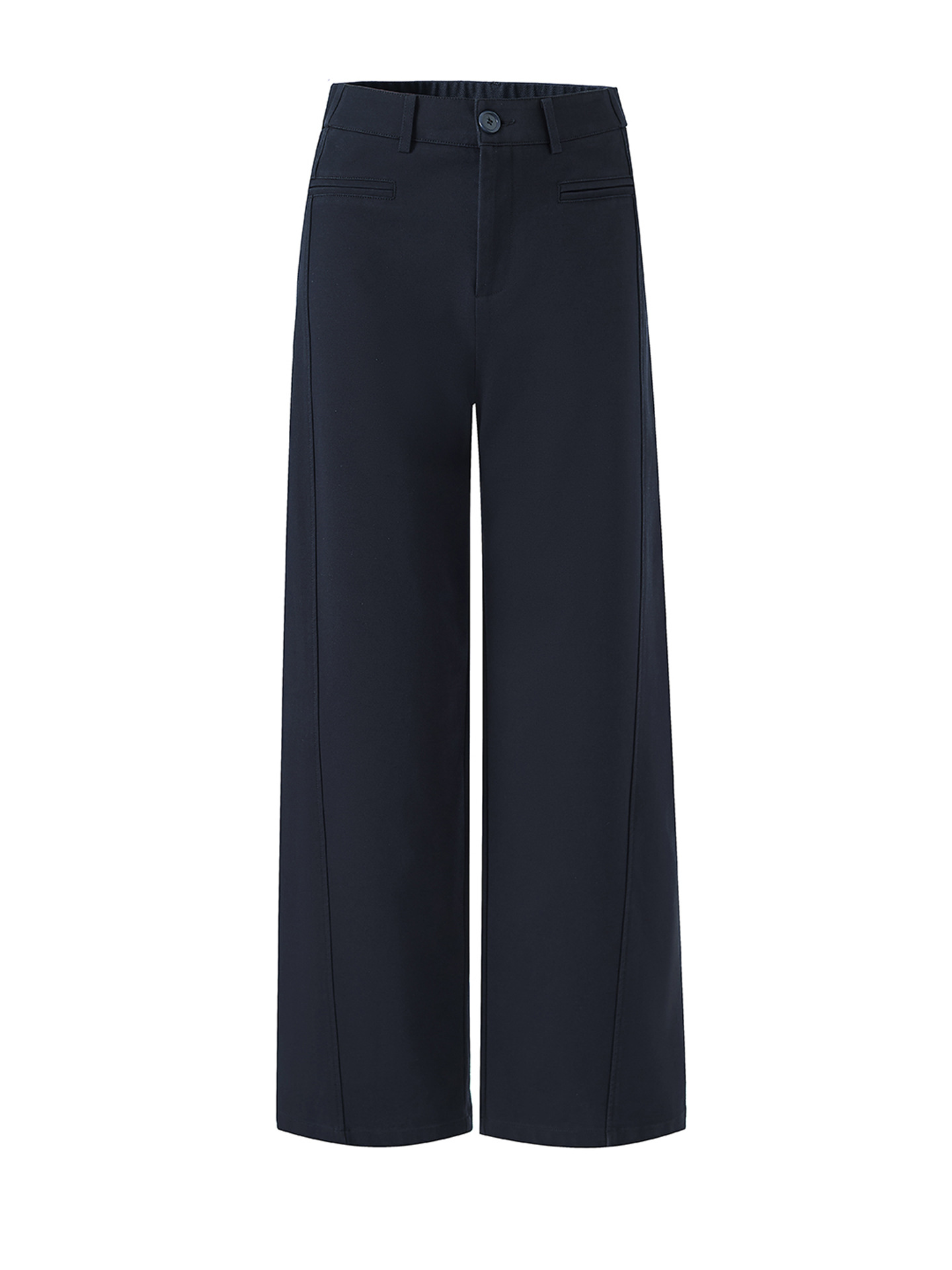 Quần culottes nữ ống rộng dáng lười, chất liệu tencel cotton mềm mại, cạp cao suông nhẹ — Xanh lông mòng đen