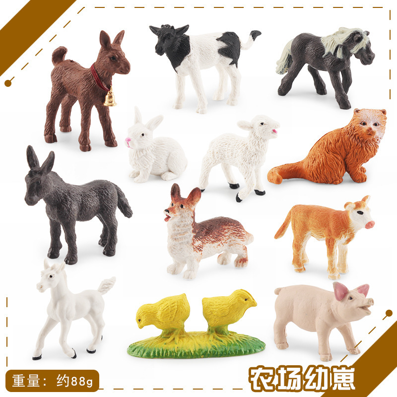 Simulación Granja modelo de juguete mini pollo pato ganso ganado ovejas aves de corral modelo Pequeño Animal Modelo En Miniatura Traje transfronterizo