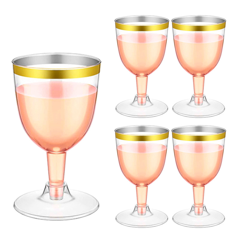 Copa de champán de plástico dorada, copa de cóctel desechable, copa transparente para vino tinto, copa para soda y martini