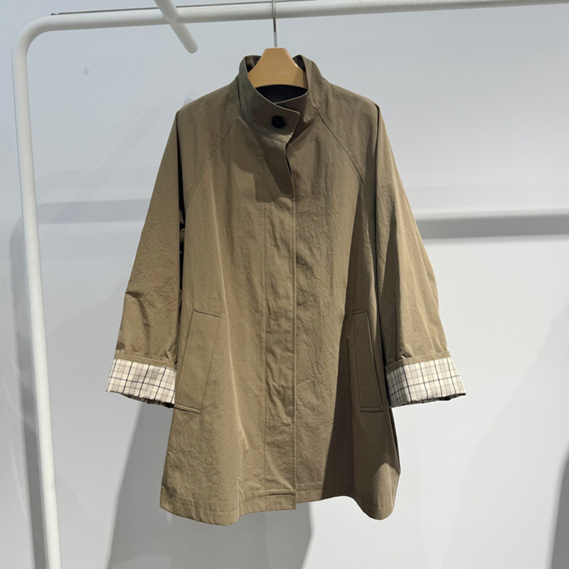 2025 New Autum Fashion Loose Brown Mid-Length Windbreaker Jacket for Women 5g8160371