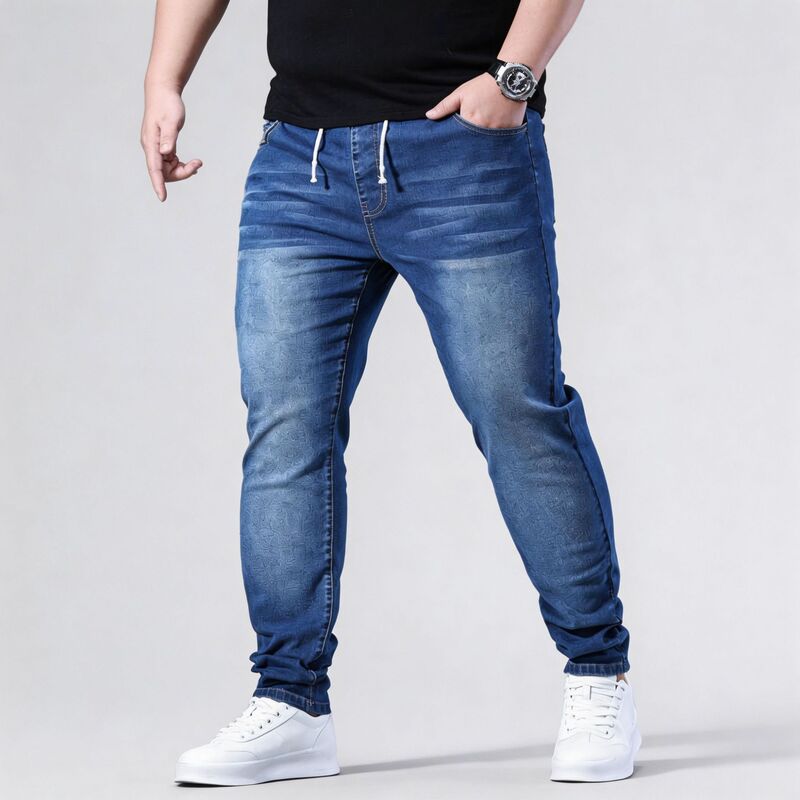Cross-Border Exclusive Supply of Plus-Size Men's Slim-Fit Skinny Jeans, Trendy Brand, Versatile, Stretchy, Simple, Casual, for Big and Tall Men Cross-Border Exclusive Supply of Plus-Size Men's Slim-Fit Skinny Jeans, Trendy Brand, Versatile, Stretchy, Simple, Casual, for Big and Tall Men