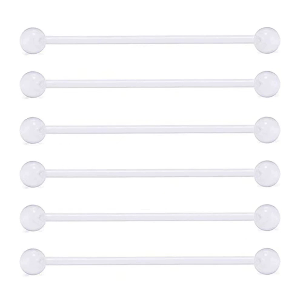 Acrylic Tongue Barbell — Transparent Invisible Design, Gauges 1.2 / 1.6 mm, Multiple Lengths