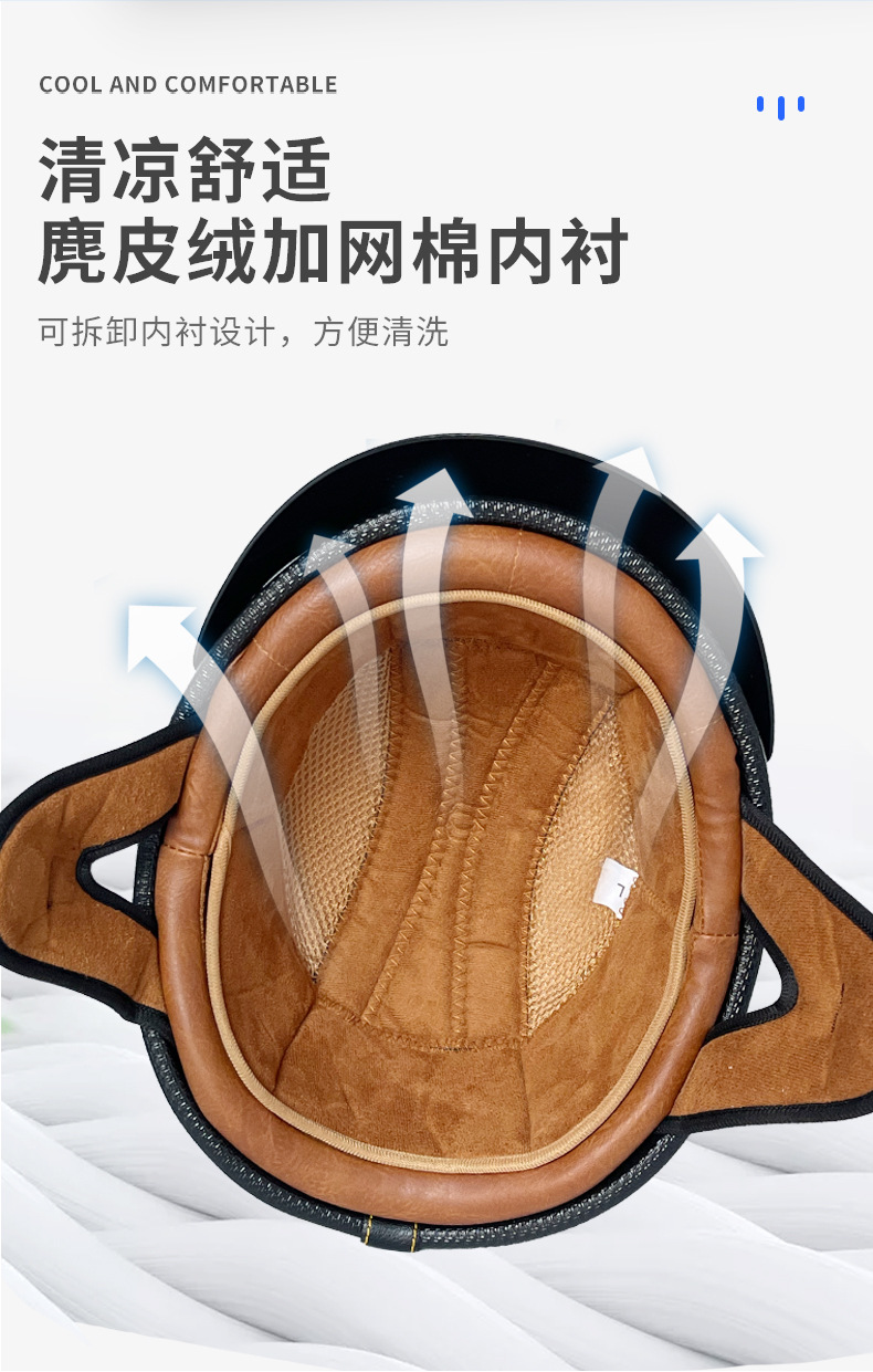 Voss New National Standard Motorcycle Helmet Motorcycle Retro Electric Vehicle Half Helmet Cross-Border Hot Selling Leather Helmet Prince Cruise