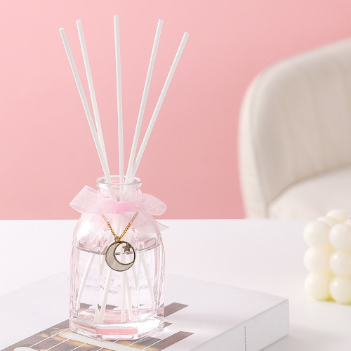 Pink octagonal bottle fire-free rattan aromatherapy essential oil air freshener indoor hotel bathroom home furnishings
