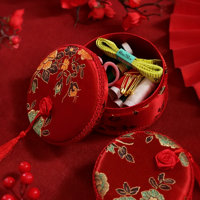 Свадебная игла-линивая коробка свадебная семейная игла-линивая сумка brocade атласная круглая коробка для хранения набор свадебное партнерство Дацян