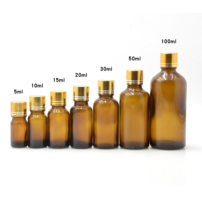 Botellas de vidrio ámbar para aceites esenciales | A prueba de luz, con gotero o bola rodante, lista para usar