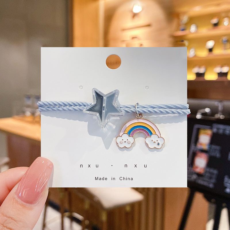 Deseando estrella pulsera banda para el cabello de doble uso pequeña banda de goma Internet celebridad ins banda de goma banda para el cabello Sweet Girl estilo coreano accesorios para el cabello