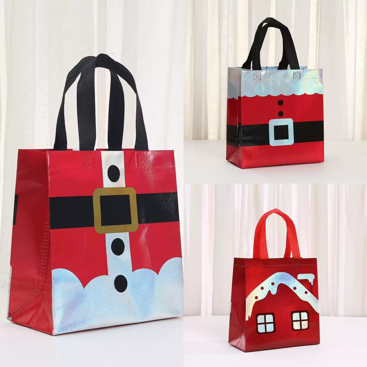 Торговый центр мешок водонепроницаемый мешок на вынос с печатным лазерным упаковочным пакетом Рождественская вечеринка подарочный пакет нетканый тканевый мешок