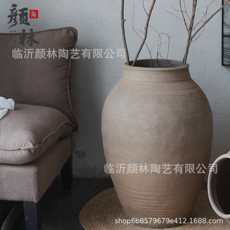 Botella de cerámica decorativa popular gran vasija de tierra gran vasija de cerámica gruesa vasija de cerámica gran vasija de cerámica
